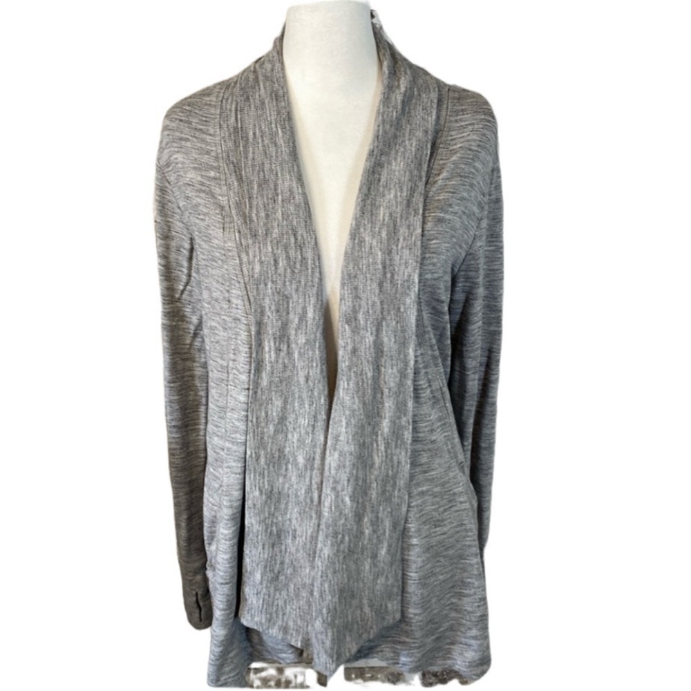 Athleta light gray cardigan. Size S. Open front with pockets. Thumb holes.